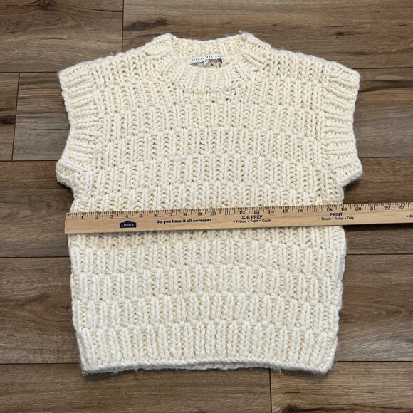 English Factory Chunky Cap Sleeve Sweater SZ Medium Ivory Cream Knit - Picture 6 of 10